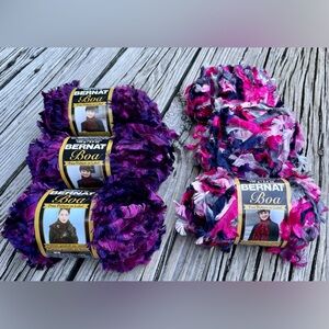 NEW Bernat Variegated Purple Pink Grey Faux Fur Bulky 5 Polyester Boa Yarn Lot